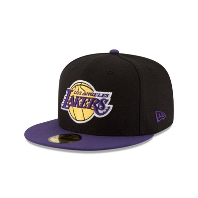 Black Los Angeles Lakers Hat - New Era NBA 2Tone 59FIFTY Fitted Caps USA3148670